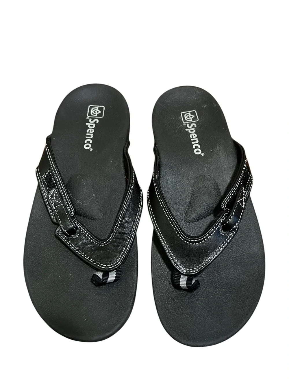 Spenco Women’s Size 8D Ava Orthotic Sandals Black Adjustable Leather Thong